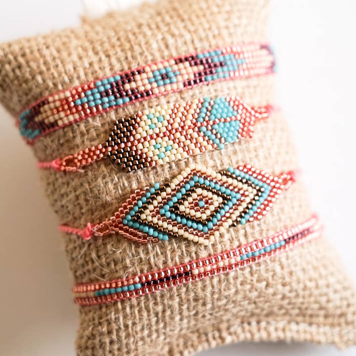 Bali Queen - Wholesale Beaded Bracelet - Boho Burlap Seed Beed Bracelet 4-Pack