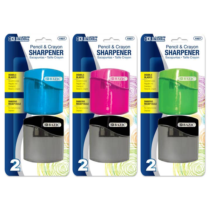 Luna Office Supply - Everyday Essential - Wholesale Pencil Sharpener - Dual Blades Sharpener with Square Receptacle- 2 Pack2