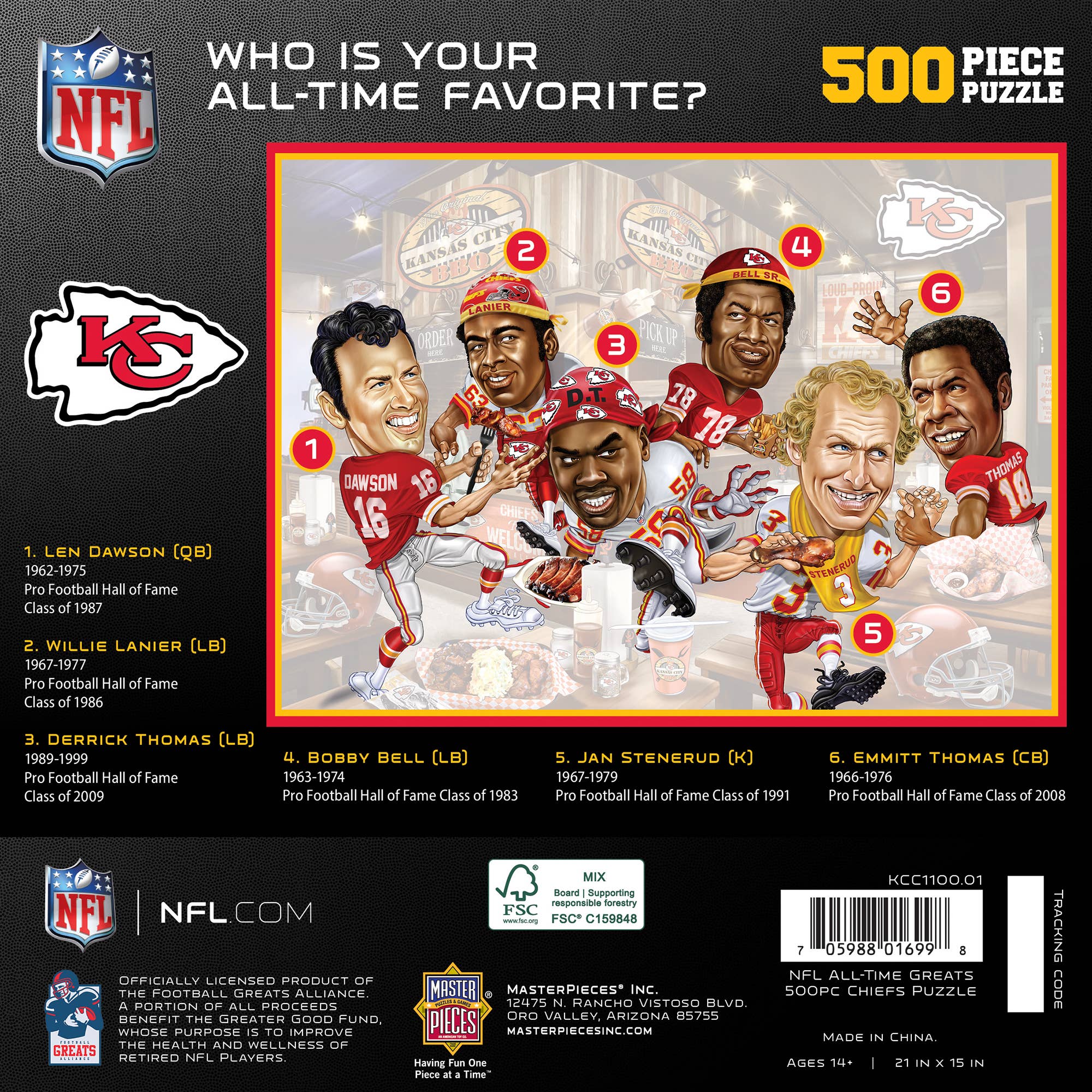 Masterpieces Puzzles - Wholesale Puzzle - Adult - Kansas City Chiefs - All Time Greats 500 Piece Puzzle2
