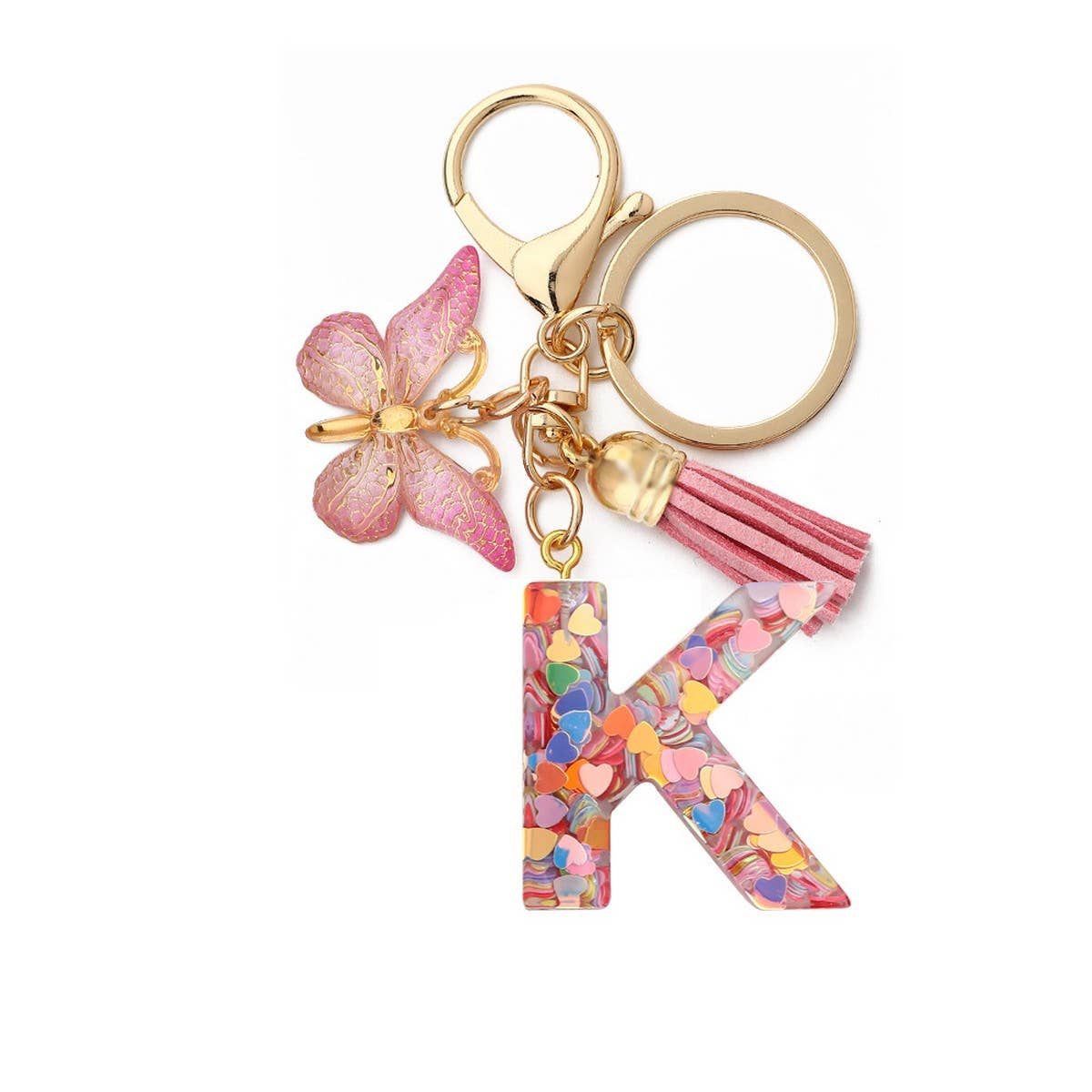 ACCITY - Wholesale Keychain - Women's - Glitter Resin Letter Butterfly Keychain_CWMM686610