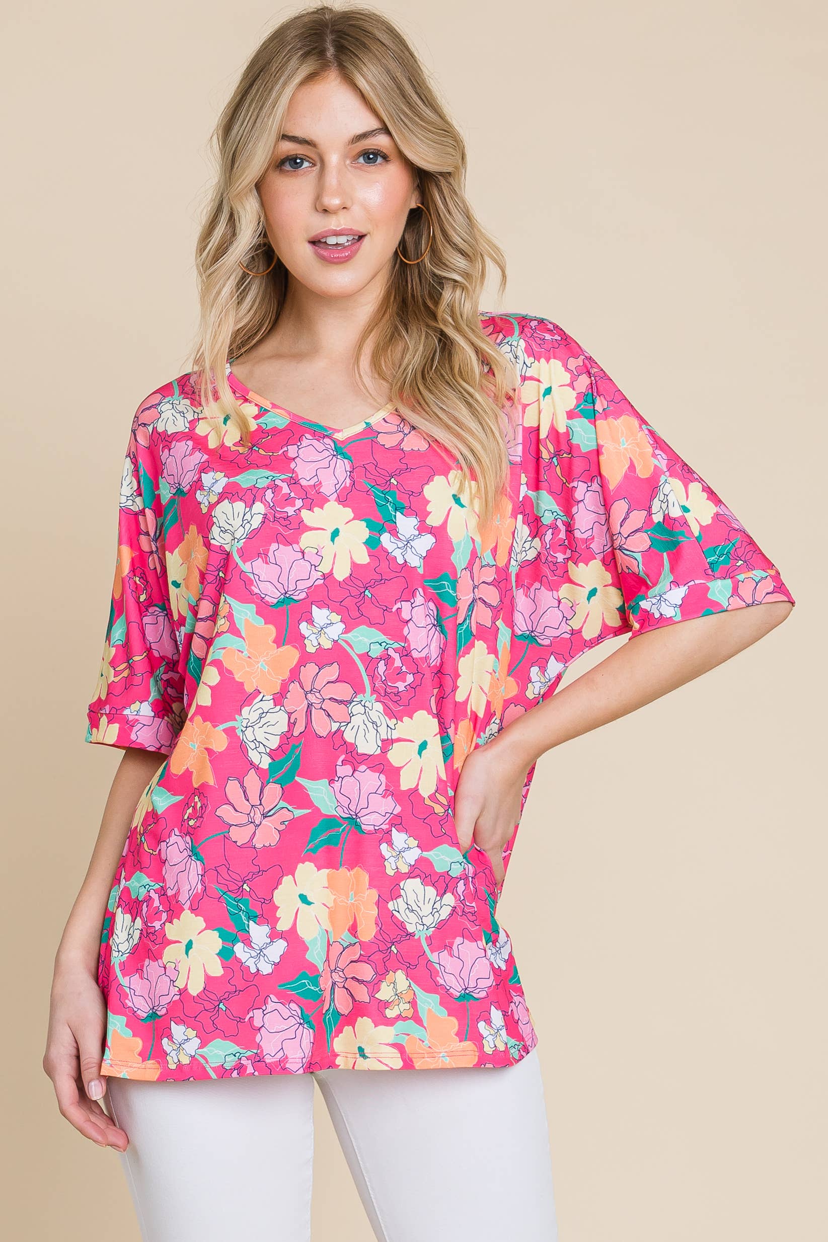 BOMBOM - Wholesale Tunic - Women's - TA2108 RELAXED V-NECK TUNIC6