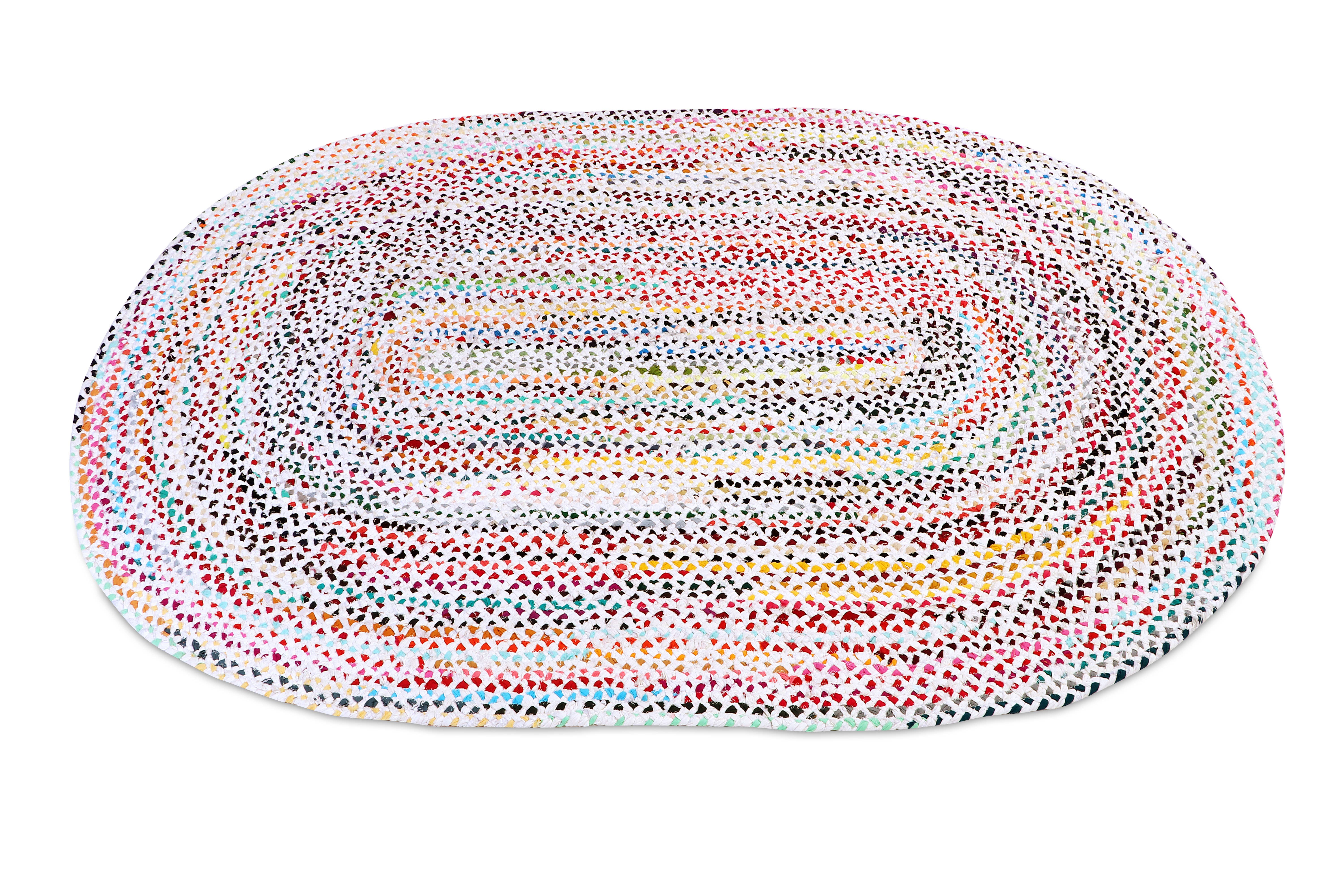 COZY HOMES COLLECTION - Venta al por mayor Alfombra pequeña - Alfombras de área multicolor trenzadas a mano de algodón y yute Chindi7