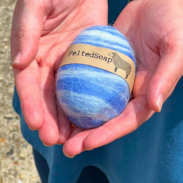 Twisted Purl LLC - Wholesale Bar Soap - Felted Soap Single Blend LIGHT BLUE & WHITE 6 Pack Fun Gift2