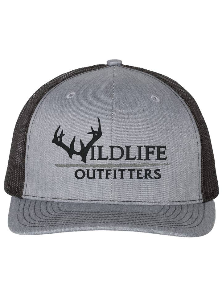 Hat - 112 Heather/Black, Antler, Front, Black for wholesale by Wildlife Outfitters