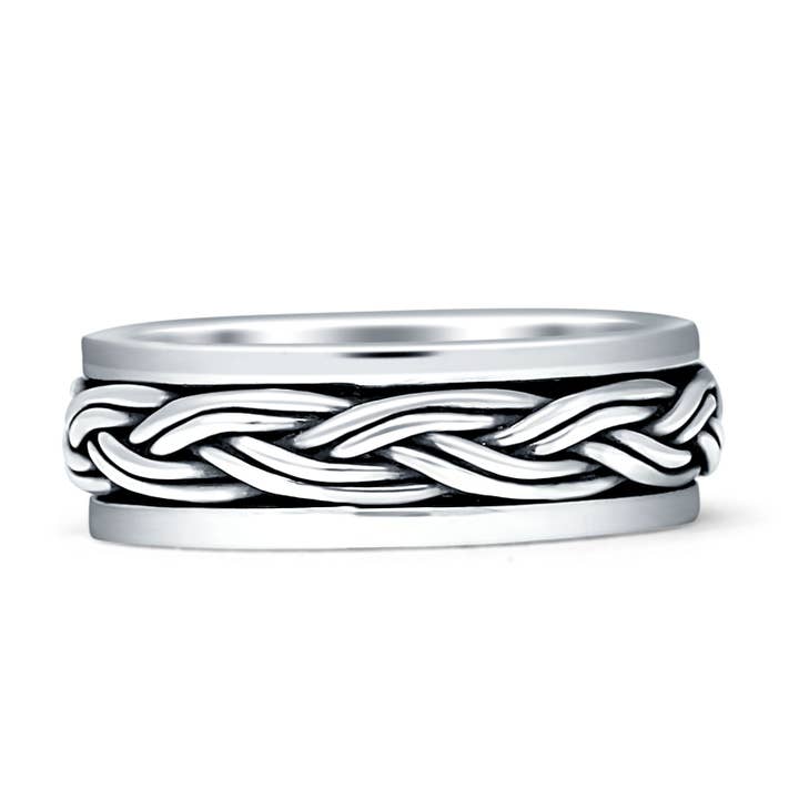 Spinner Braided Silver Ring Oxidized 925 Sterling Silver Wholesale for wholesale on Faire