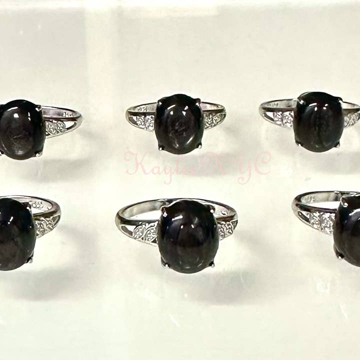 KayleeNYC - Wholesale Single Stone/Solitaire Ring - Natural Hypersthene Ring White Bronze1