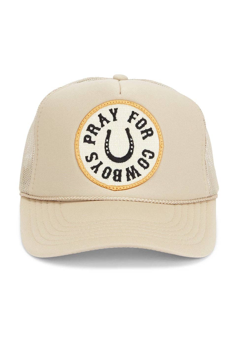Pray For Cowboys Trucker Hat in Tan for wholesale on Faire0