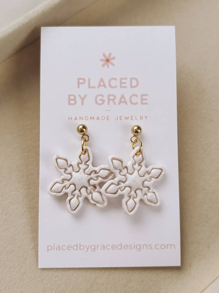 Snowflake Earrings, Handmade Christmas Earrings for wholesale by Placed by Grace