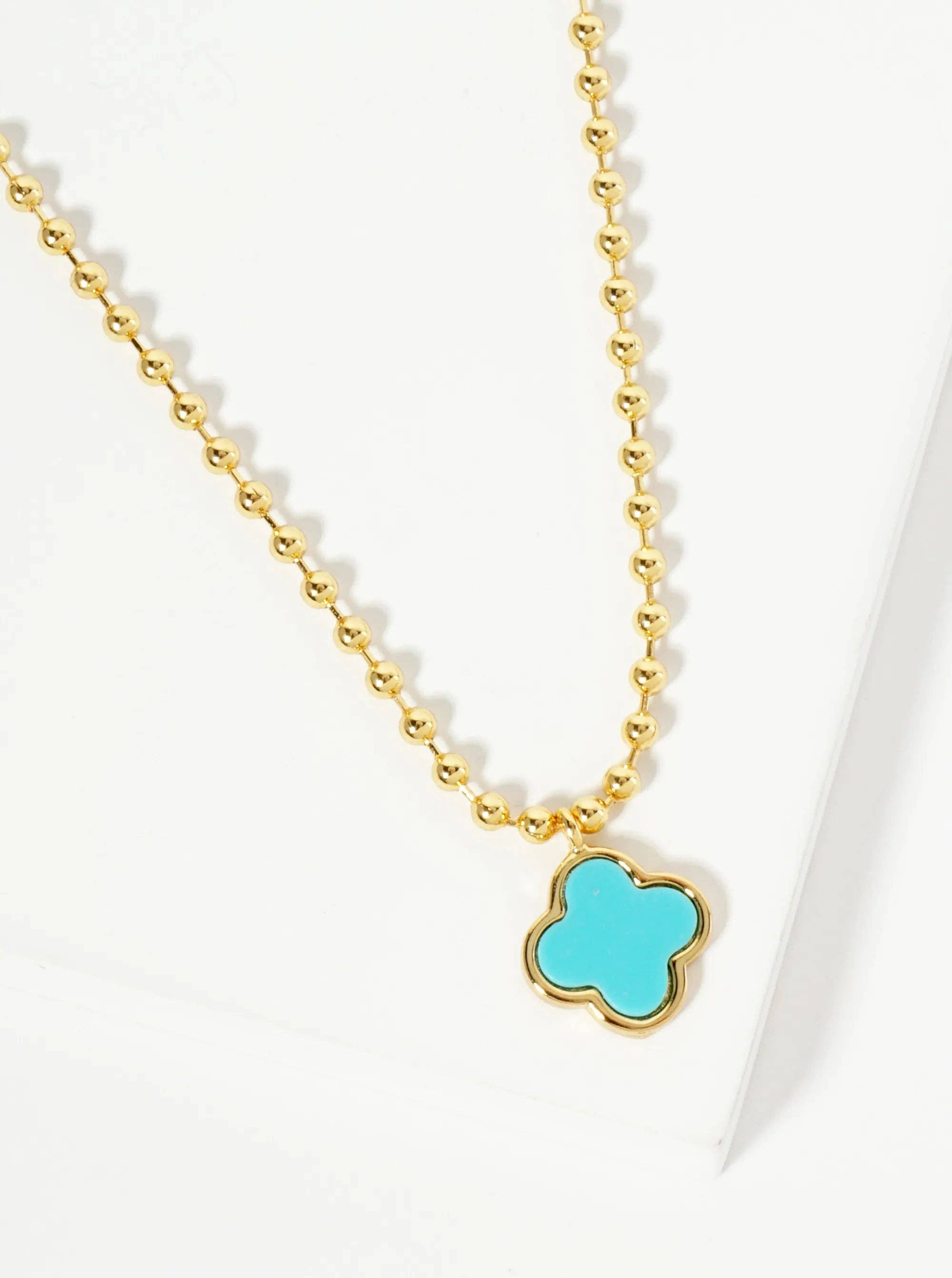 Wild Honey - Wholesale Pendant/Charm Necklace - 18K Gold Dipped 12Mm Quatrefoil Pendant Ball Chain Necklace4