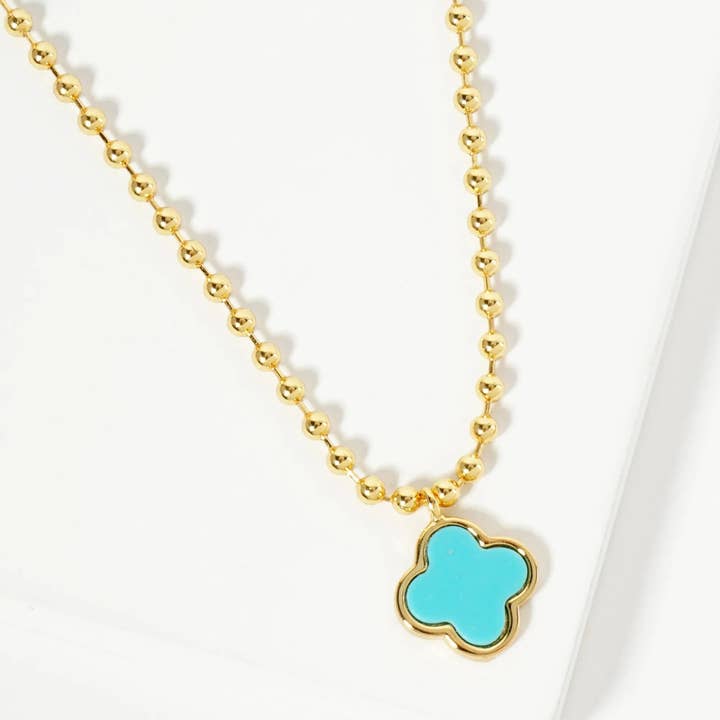 Wild Honey - Wholesale Pendant/Charm Necklace - 18K Gold Dipped 12Mm Quatrefoil Pendant Ball Chain Necklace4