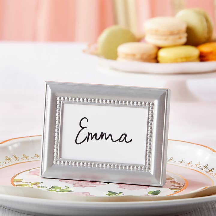 Kate Aspen - Wholesale Place Card / Place Holder - Beautifully Beaded Silver Place Card/Photo Holder (Set of 6)