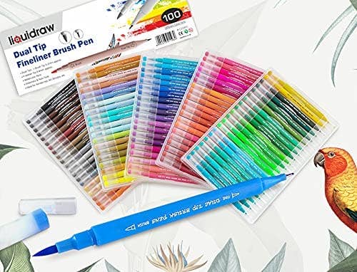 Liquidraw – Engroshandel Marker – Liquidraw Dual Tip Brush Penne Fineliner Farvesæt Fineliners Farvede Akvarelmarkører I Etui Til Voksen Farvebøger, Skitsering, Maleri, Kalligrafi, Tegning & Bogstaver7