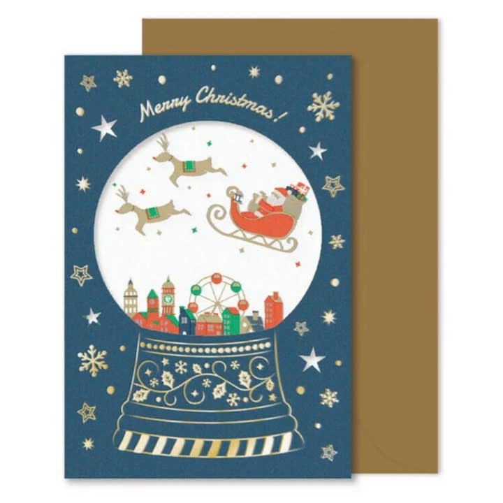 「FUNJI」In Japan - Wholesale Christmas card - Snow Globe Christmas Card | Japanese Holiday Greeting Card |3