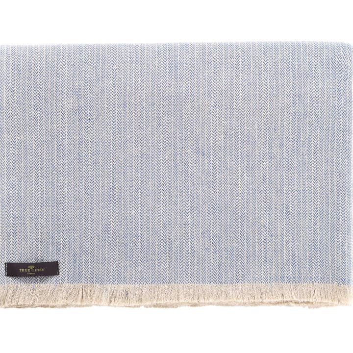 Herringbone Blue Linen Plaid for wholesale by True Linen