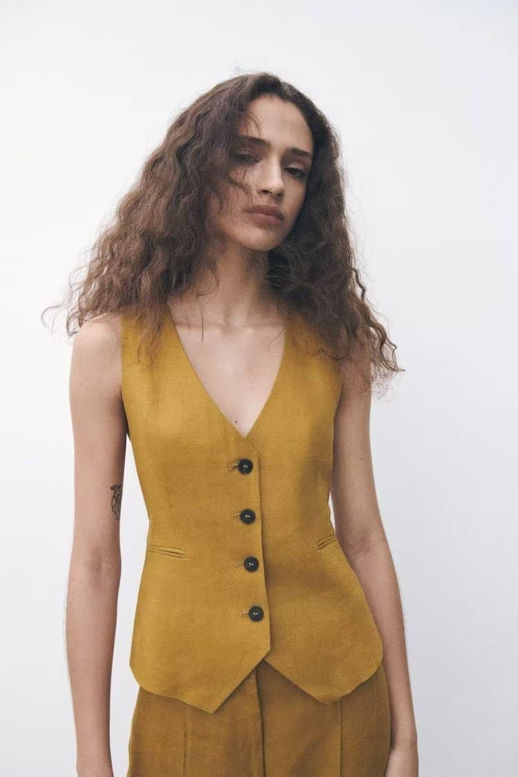 Marayn - Wholesale Suit Set - Women's - Linen Suit Set Blazer Vest and Trousers  Chic Export73