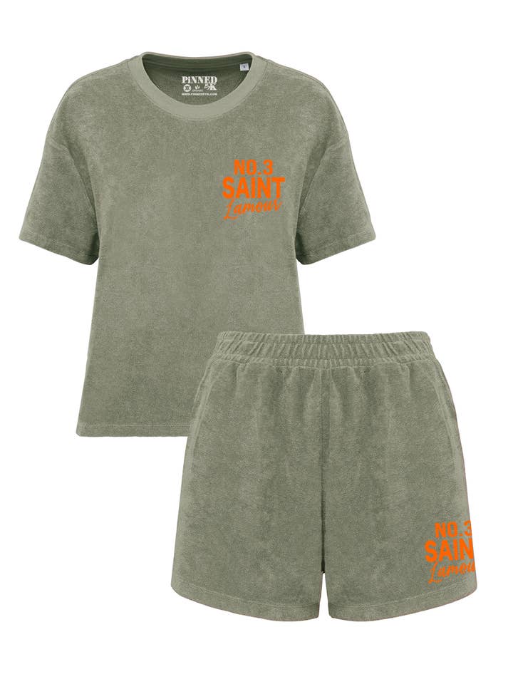 Set Terry Saint L’amour Samt Neon-Orange - Salbeigrün für den Großhandel von PINNED by K