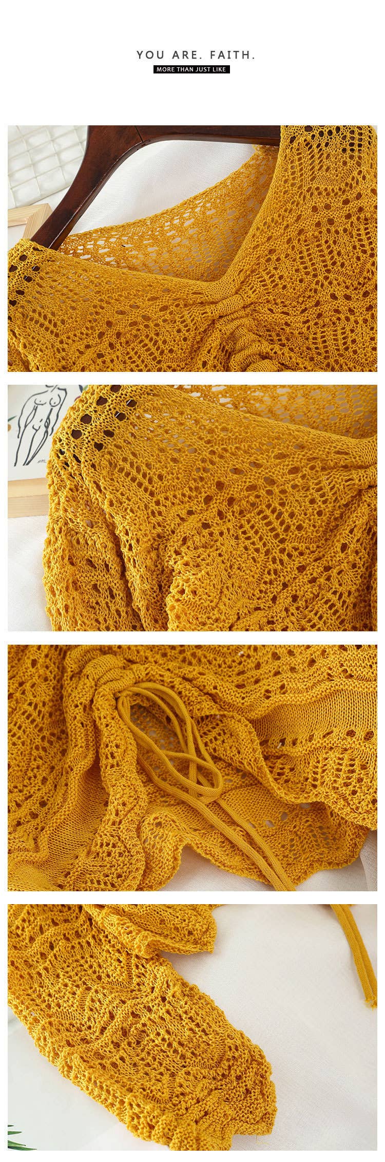 Hope & Sunshine - Wholesale Knit Sweater - Women's - Hollow Knit Drawstring Pullover4