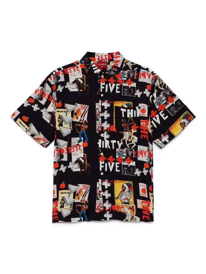 Hollywood Lies Camp Shirt - Black for wholesale by SECTION 35