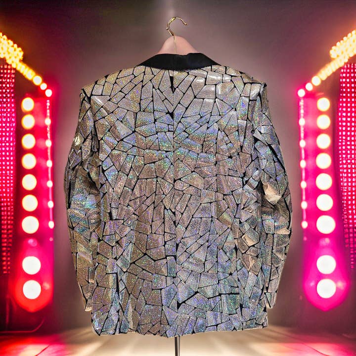 Manifestie – wholesale Blazer – Men's – Disco Laser Blazer | Mens Silver holographic Sequin Jacket3