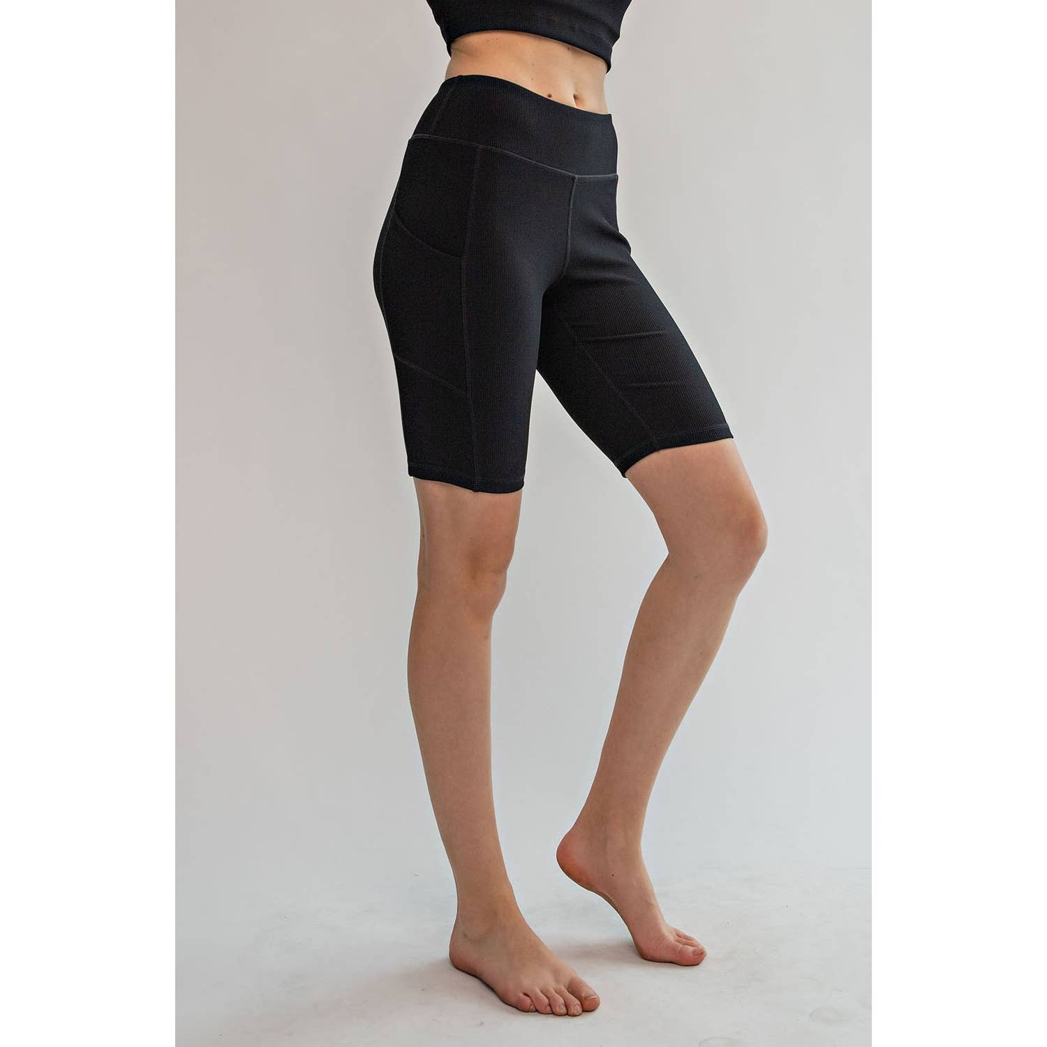 Rae Mode - Wholesale Athletic Shorts - Women's - NYLON RIB BIKER PANTS WITH SIDE POCKETS20