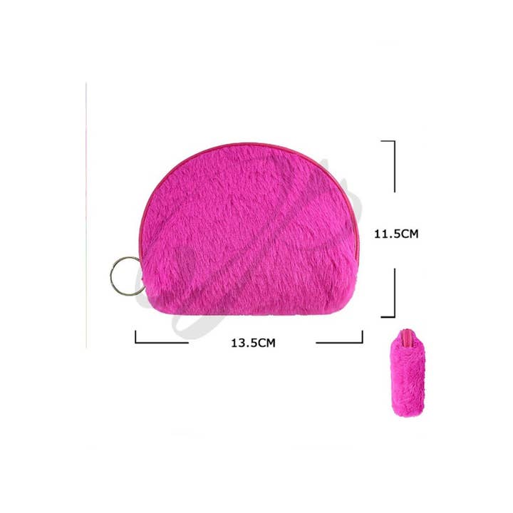 ASSORTED HALF ROUND SOFT FUR COIN PURSE KEYCHAIN for wholesale on Faire