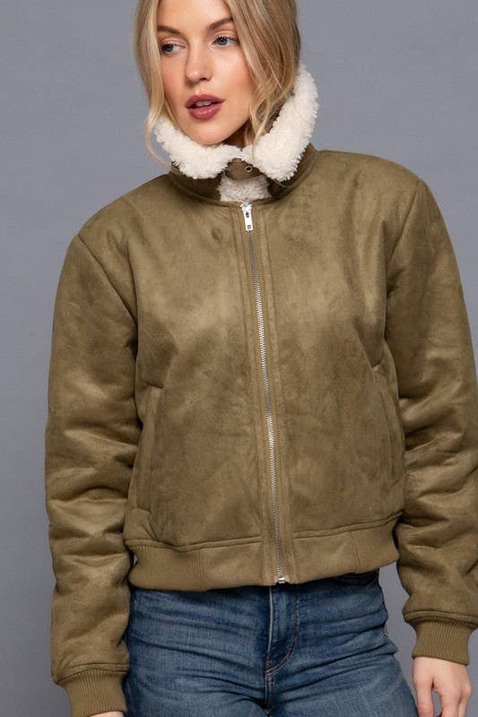 Vanilla Monkey - Wholesale Jacket - Women's - Faux Suede Inner Fur Zip up Jacket1