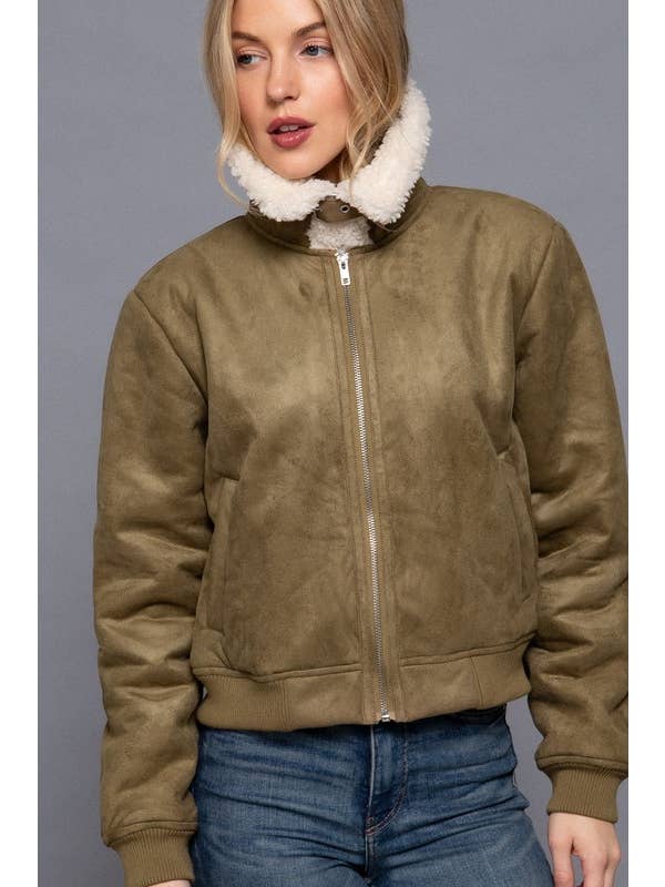 Vanilla Monkey - Wholesale Jacket - Women's - Faux Suede Inner Fur Zip up Jacket1