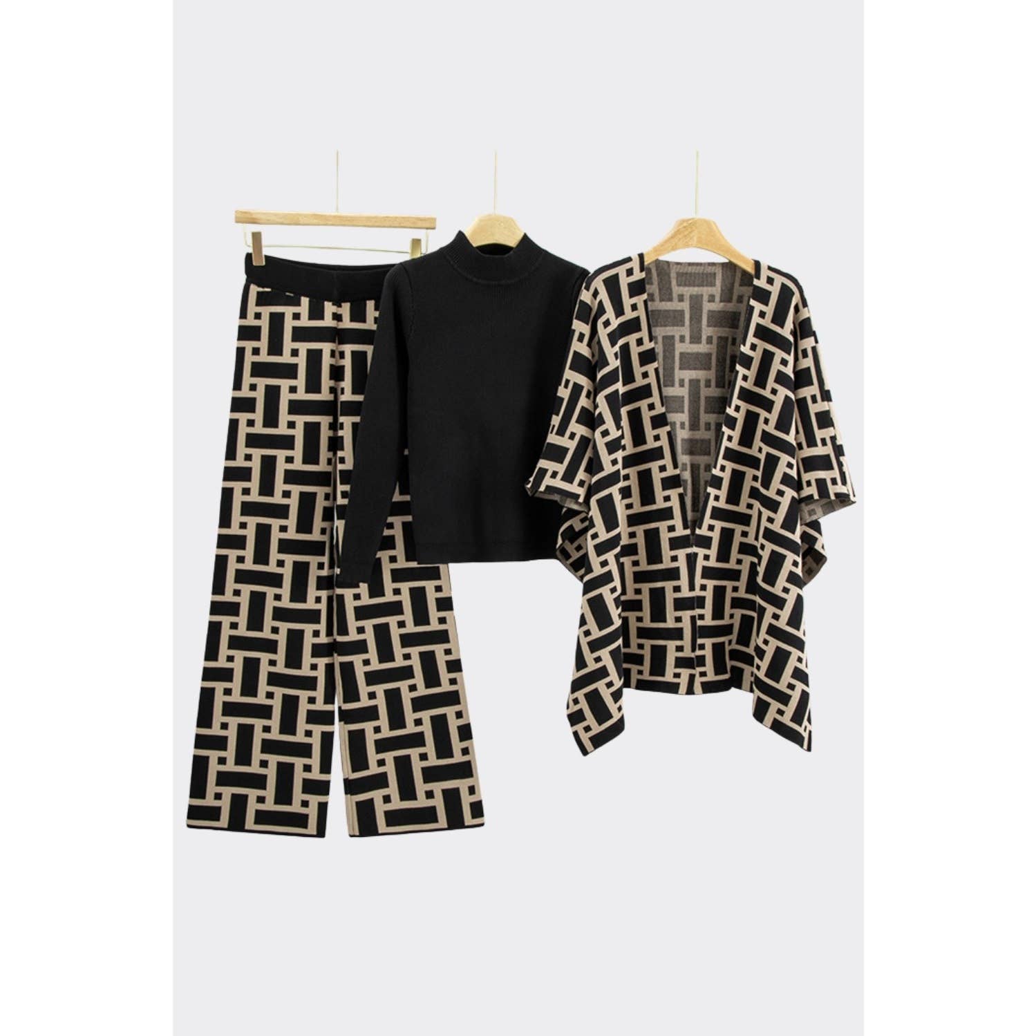 BLACK Geo Weave 3 Piece Set for wholesale on Faire0