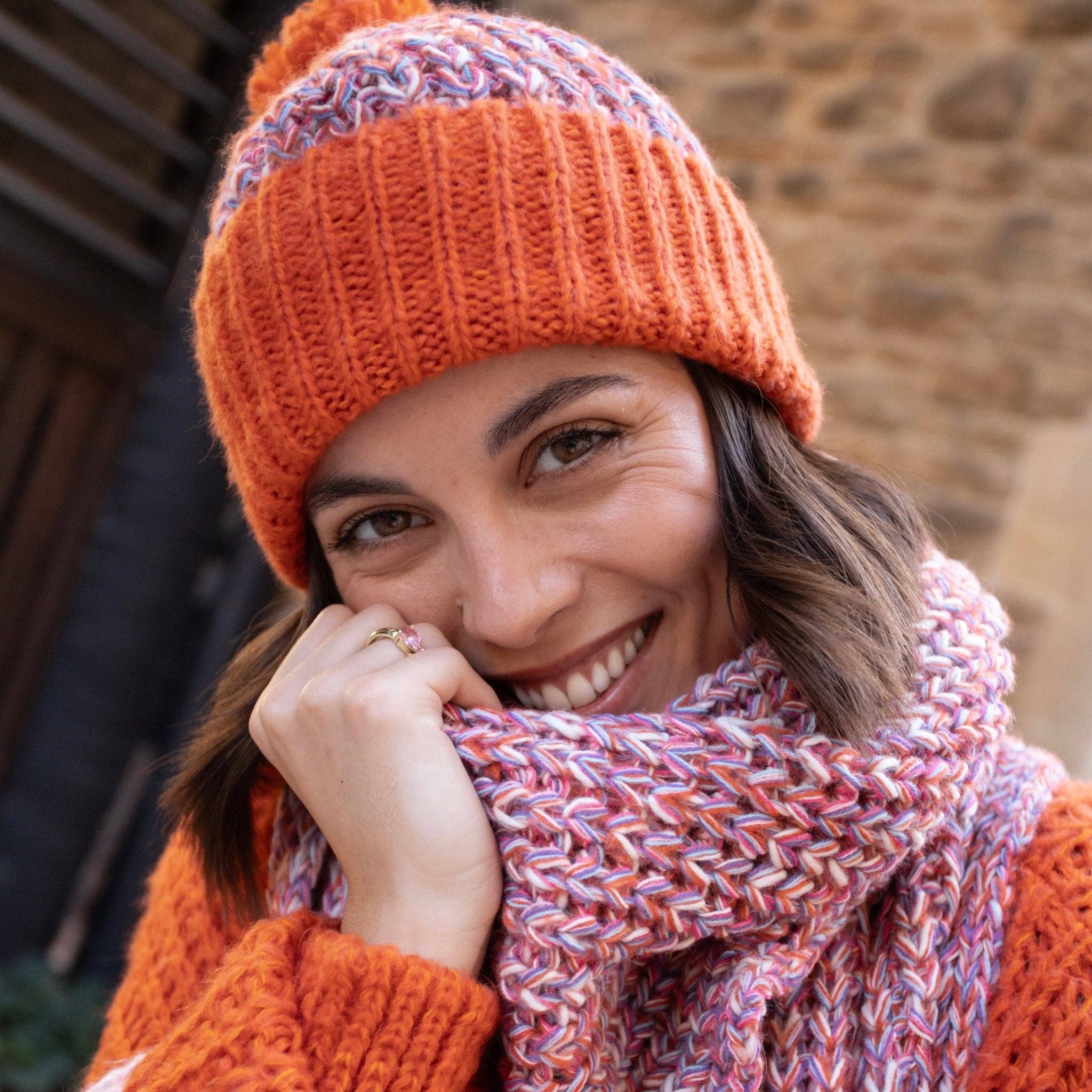 Cara & The Sky - Wholesale Scarf - Women's - Florence Twist Oversized Knitted Scarf - Orange6