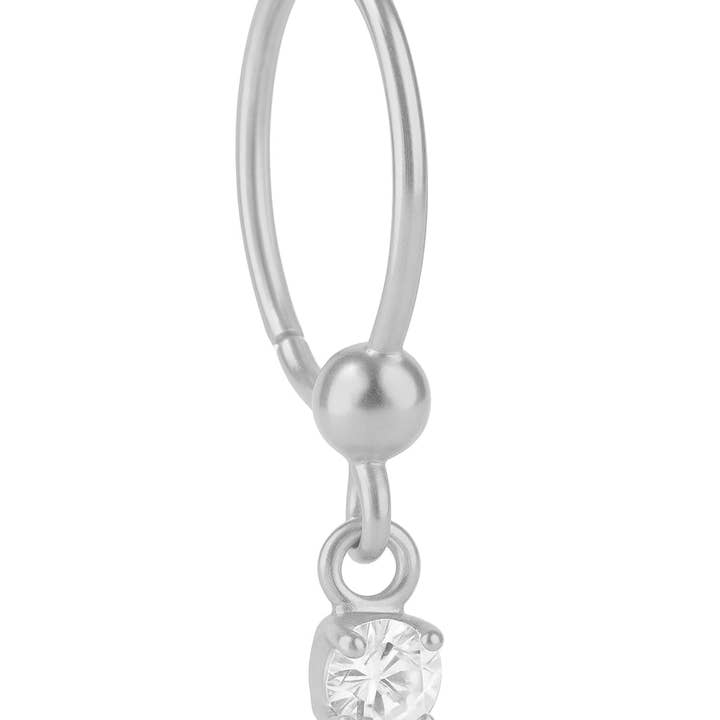 1 Stone Gem Dangle Silver Nose ring for a Pierced Nose for wholesale by Ava’s Accessory Box