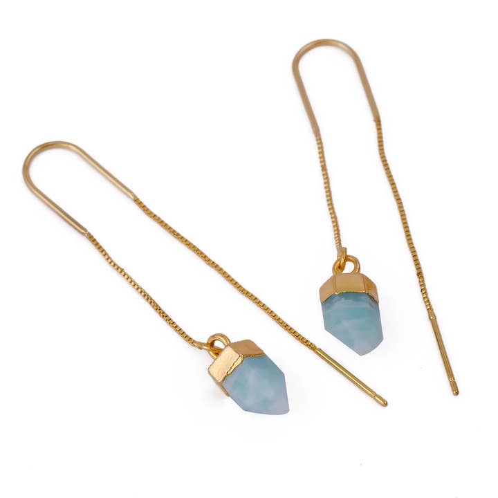 Rå Spidse Amazonit Guld Belagte Trådøreringe Til Hende for engroshandel hos El Joyero