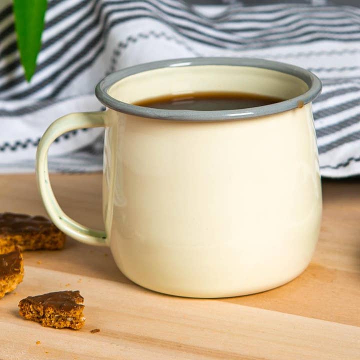 Argon Tableware Coloured Enamel Belly Mug - 375ml - Cream for wholesale by Rinkit Ltd