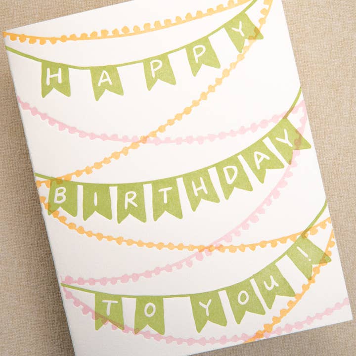 Kindred Letterpress - Wholesale Birthday Card - Happy Birthday Banner Card | Letterpress Birthday Card1