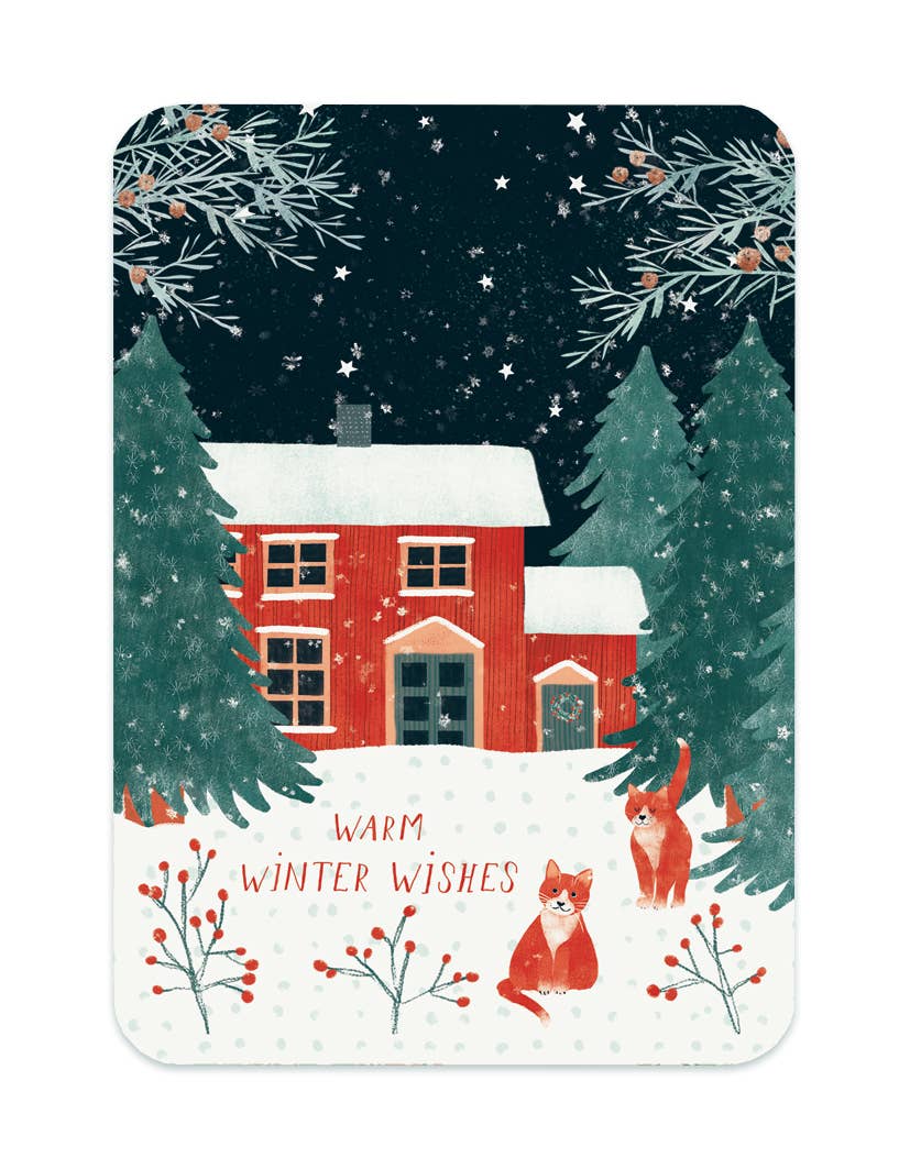 The Lemonbird - Wholesale Christmas Card - 'Two Cats' Warm Winter Wishes Card0