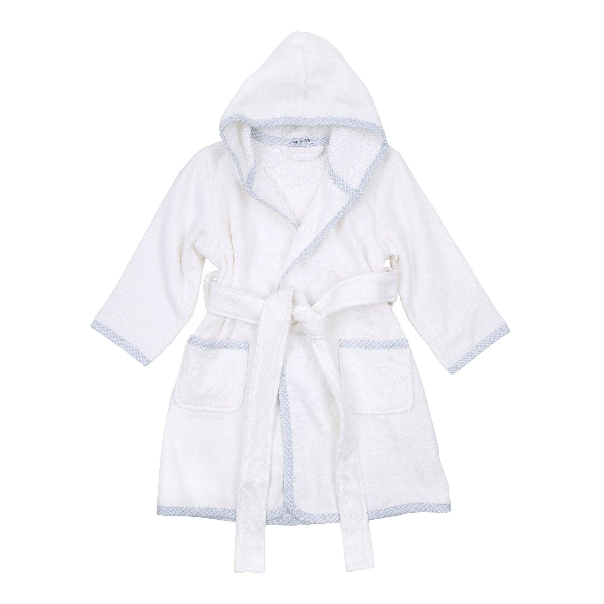 Magnolia Baby - Wholesale Robe - Kids - Essentials Light Blue Gingham Trim Bathrobe 2
