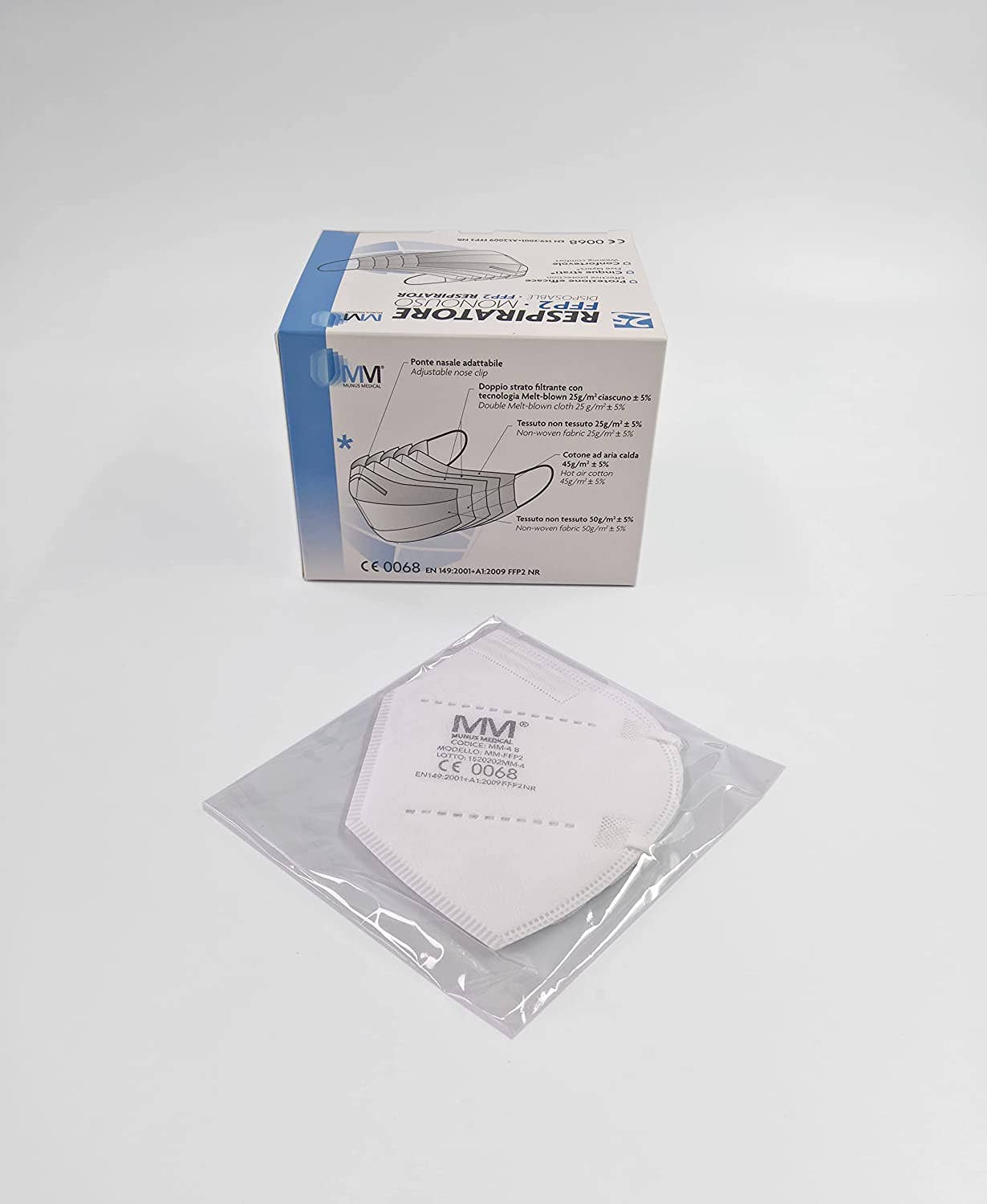 Munus Medical – wholesale Protective face mask/shield – FFP2 MM-4B RESPIRATOR - WHITE COLOR3