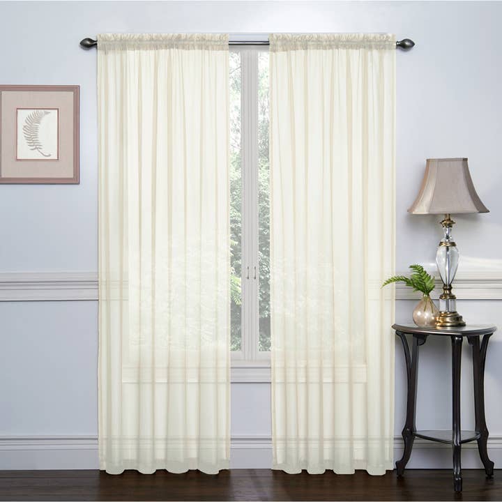 ShopBobbys - Wholesale Curtain - Crystal 2-Pack Sheer Rod Pocket Window Panel, 52x84 Inches Each19