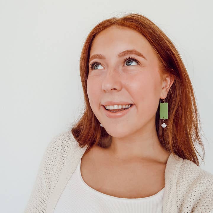 REMOVED BRAND – wholesale Hängande örhängen – Grön dangling polymer lera örhängen2