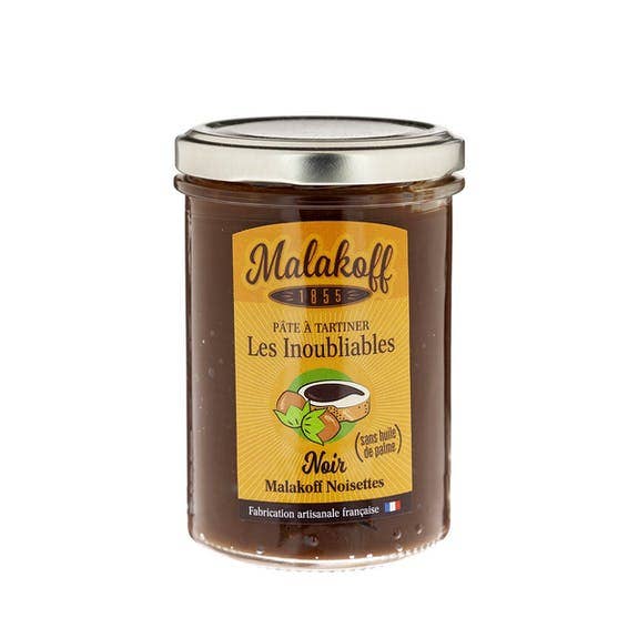 Barattolo da 240 g di crema spalmabile al cioccolato fondente e nocciole per la vendita all'ingrosso da parte di MALAKOFF1855