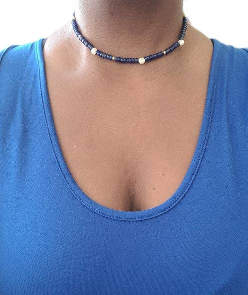 L. Styles, LLC - Wholesale Choker/Collar - Sapphire and Freshwater Choker Necklace2