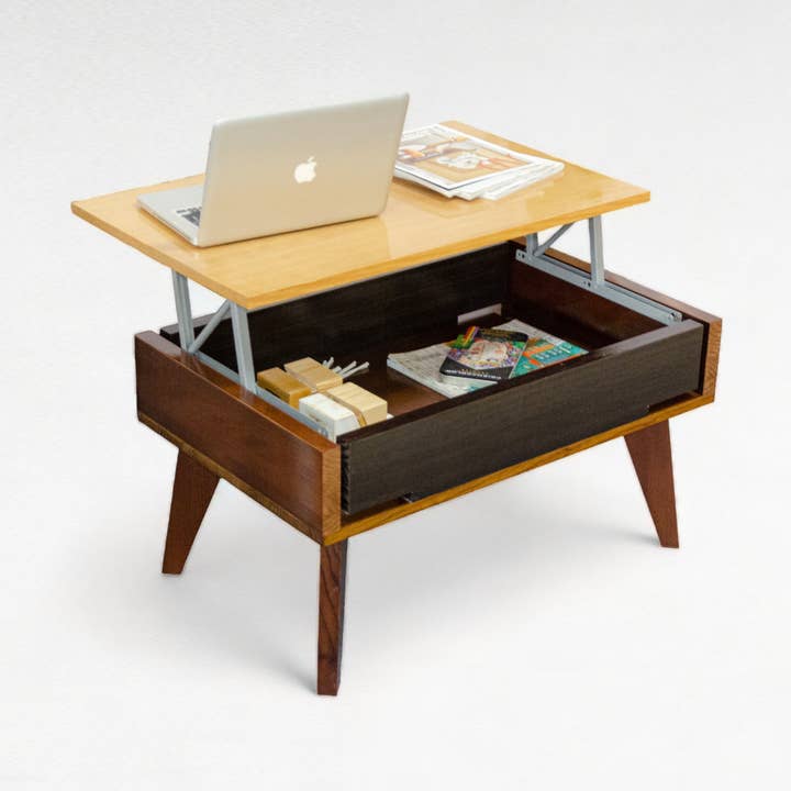 TANGENT Walnuss Couchtisch mit Hubfunktion | Wahl der Farben und Größen für den Großhandel von Terramara