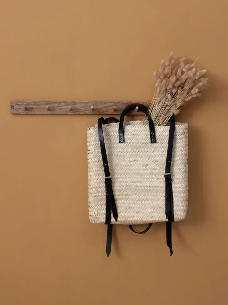 Melecraft - Wholesale Backpack - Women's - Woven Palm Leaf Backpack Leather Straps Boho Market Bag14