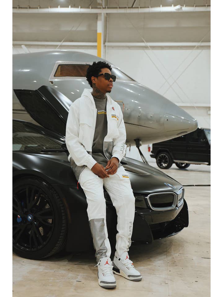 White Happy Pockets Windbreaker Zip-Up Jacket (White) for wholesale on Faire9