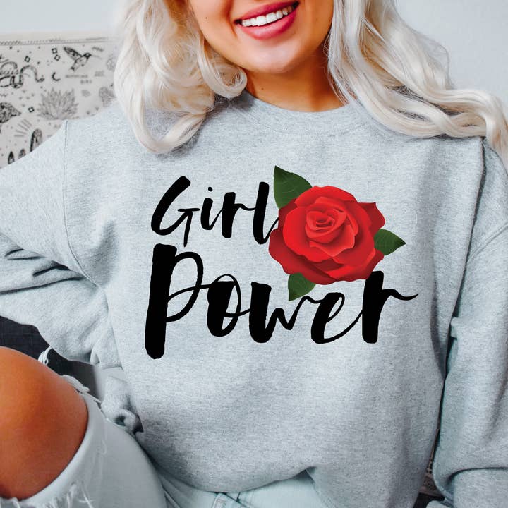 Printliss - Wholesale Graphic Sweatshirt - Women's - Girl Power Sweatshirt
