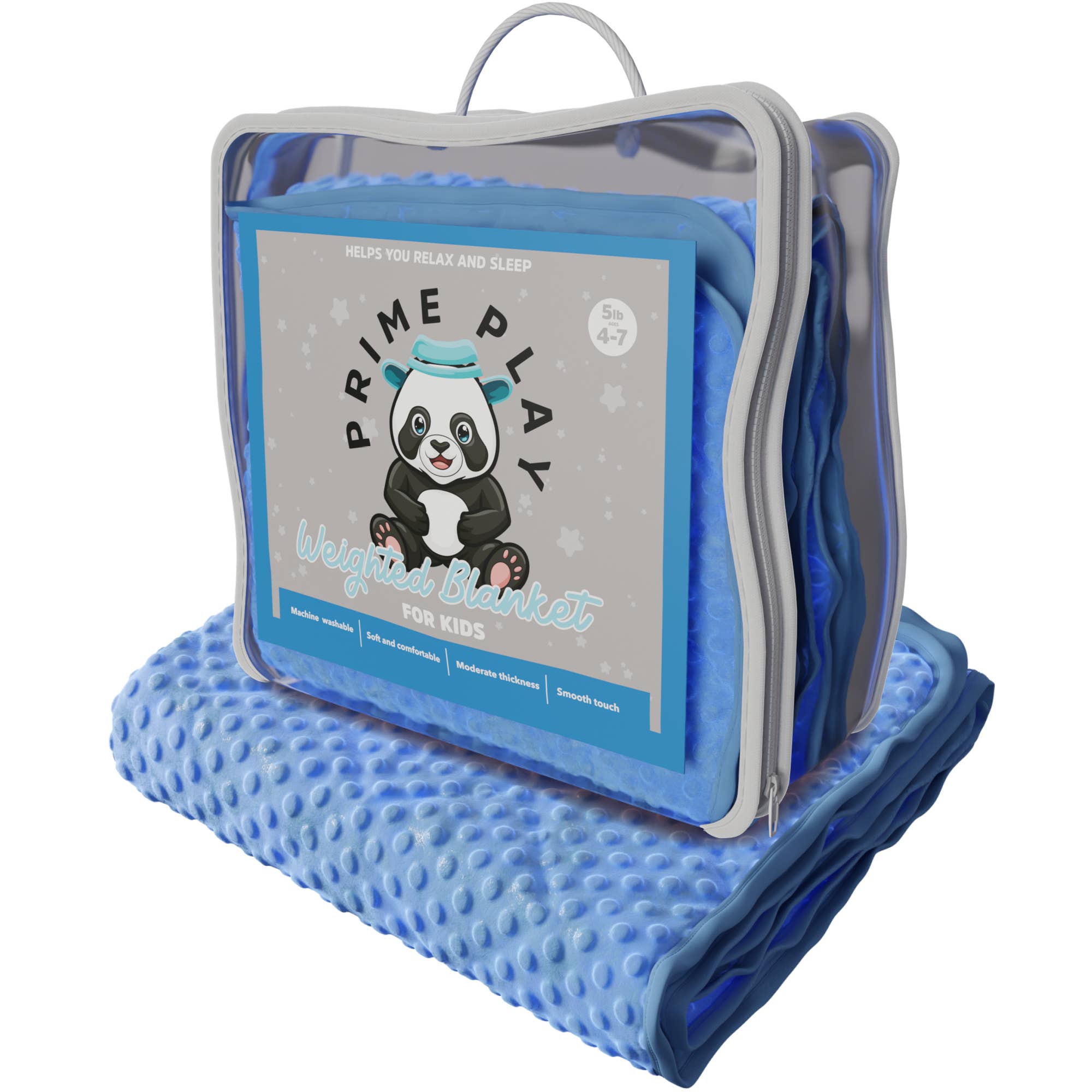 Prime Play - Wholesale Bedding Blanket - Kids & Baby - 5lb Child's Weighted Blanket - 36" x 48" Dotted Texture Blue0