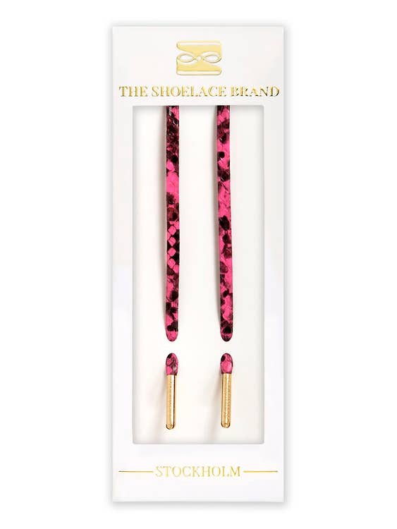 The Shoelace Brand - Wholesale Shoelaces – Women’s - Coral Cornsnake – Pink & Black Snake Print Shoelaces