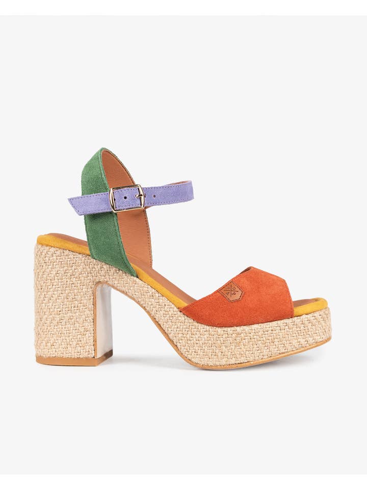 Multicolored Multicolor Suede Marseille Heel Sandal for wholesale on Faire