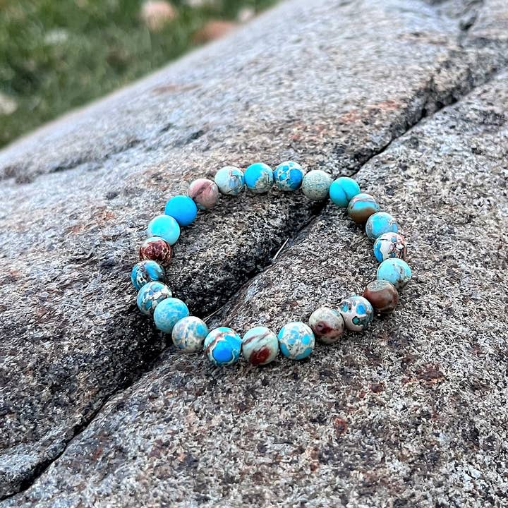 Blue Sea Sediment Jasper Stacker Bracelet for wholesale by Most Radiant Beads LLC