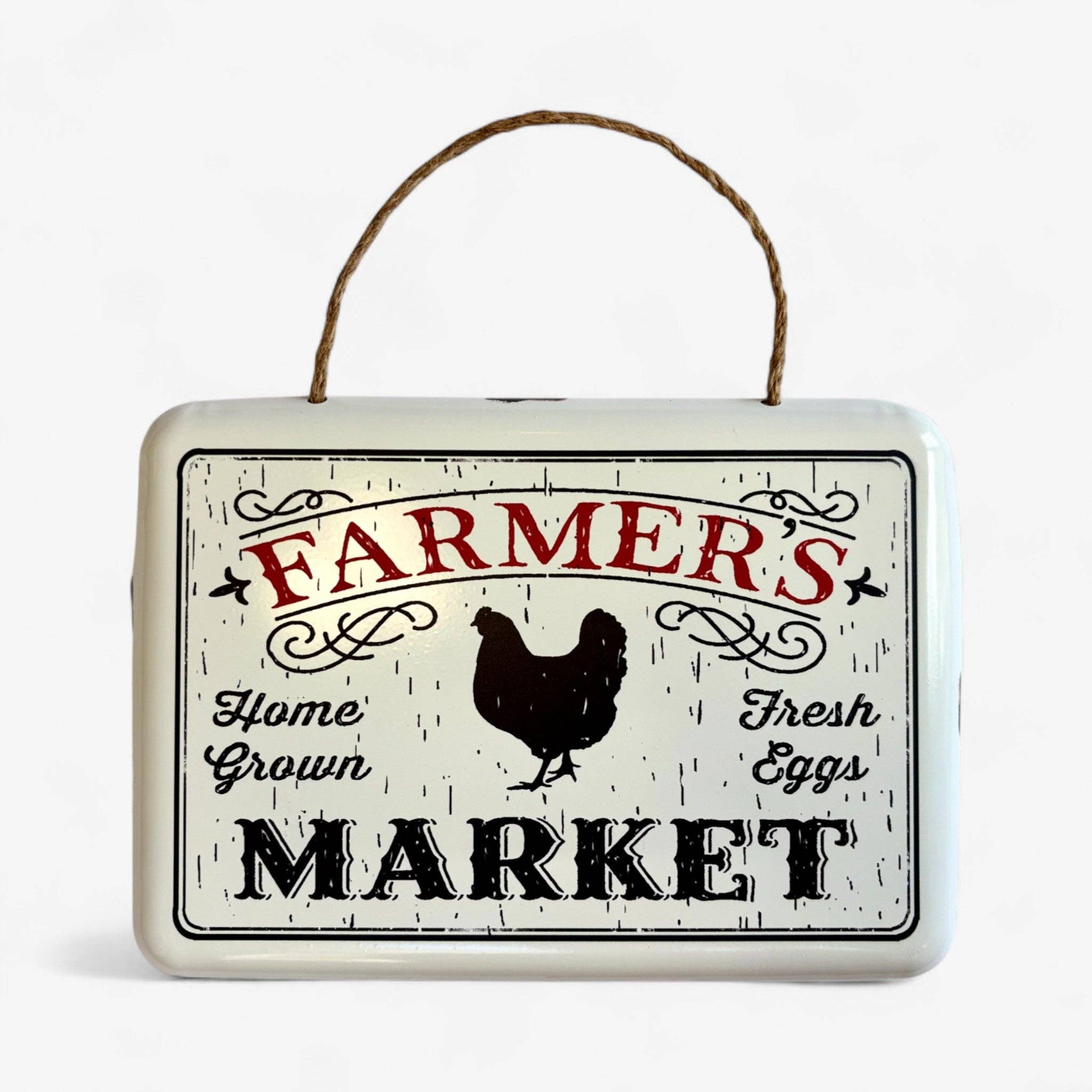 Iron & Blossom - Wholesale Sign - Vintage Farmer's Market Sign with Chicken, Rustic Metal Home Decor1