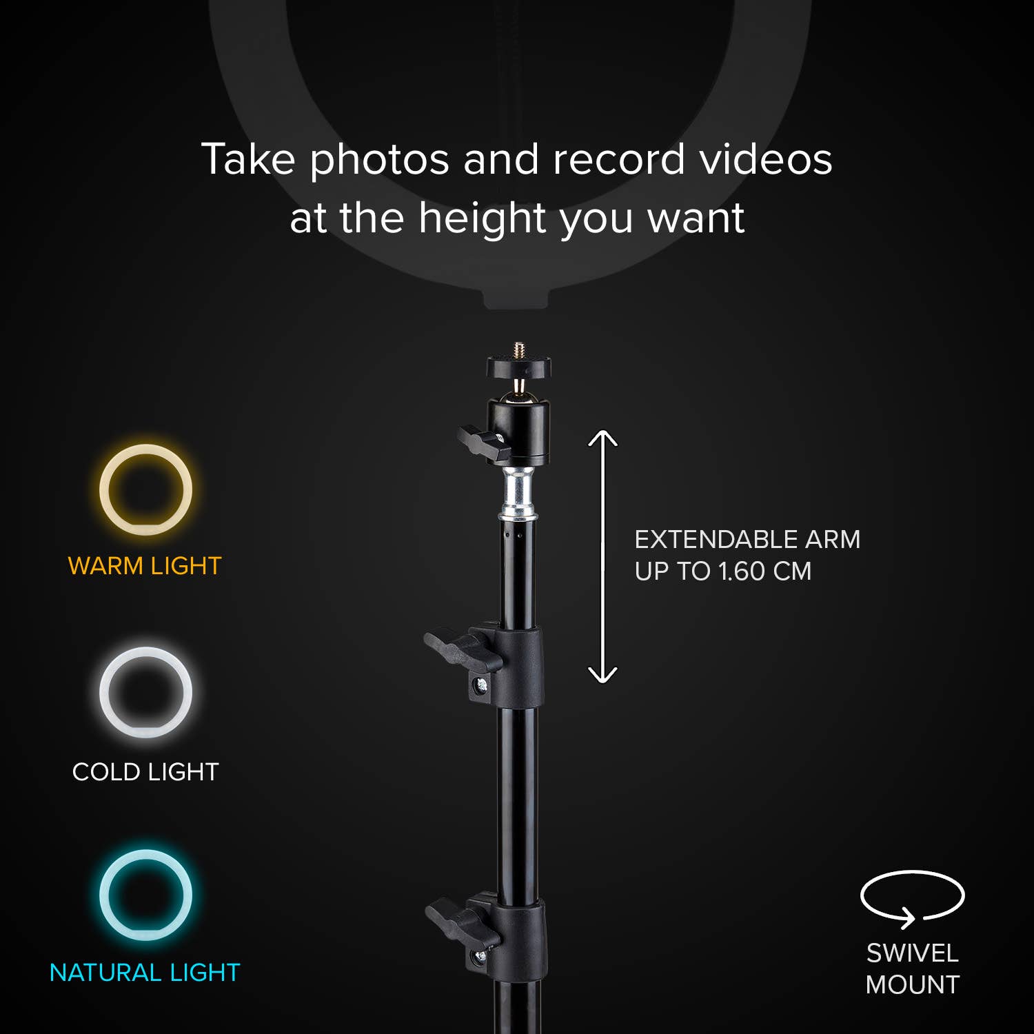 SBS - Wholesale Handheld Flashlight - Selfie Ring Light With Extendable Tripod3